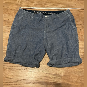 Womens Shorts merona boyfriend blue roll‎ cuffed shorts sz 14 Cotton